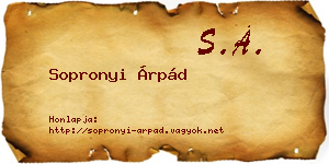 Sopronyi Árpád névjegykártya