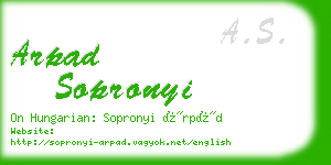 arpad sopronyi business card